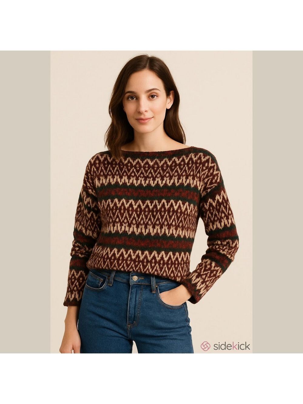 Vintage Icelandic Lambswool Scandinavian sweater boat neck womens Scandigirl
